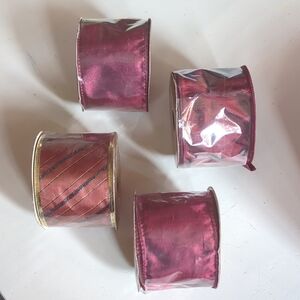 New Country Silk Holiday Decorative Ribbon Roll - Metallic Wine Red